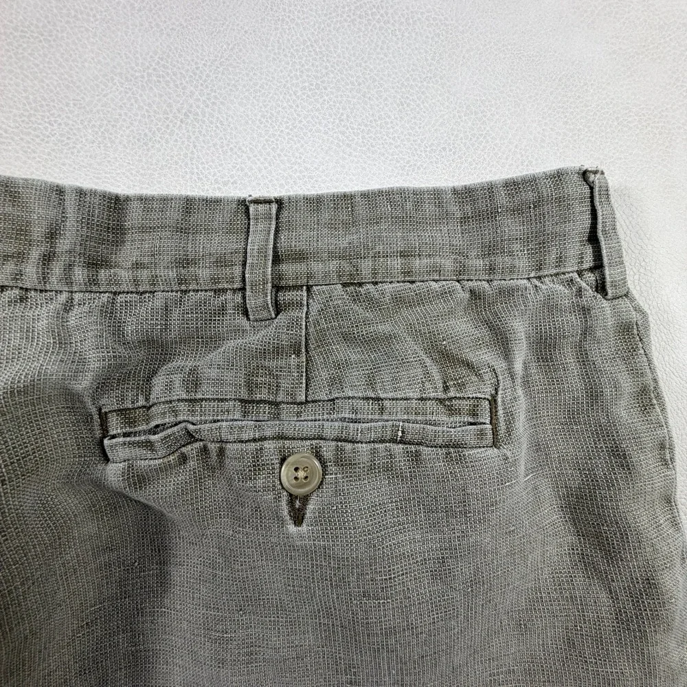The Territory Ahead Mens 38x28 Linen Silk Blend Pants Khaki Flat Front Vintage